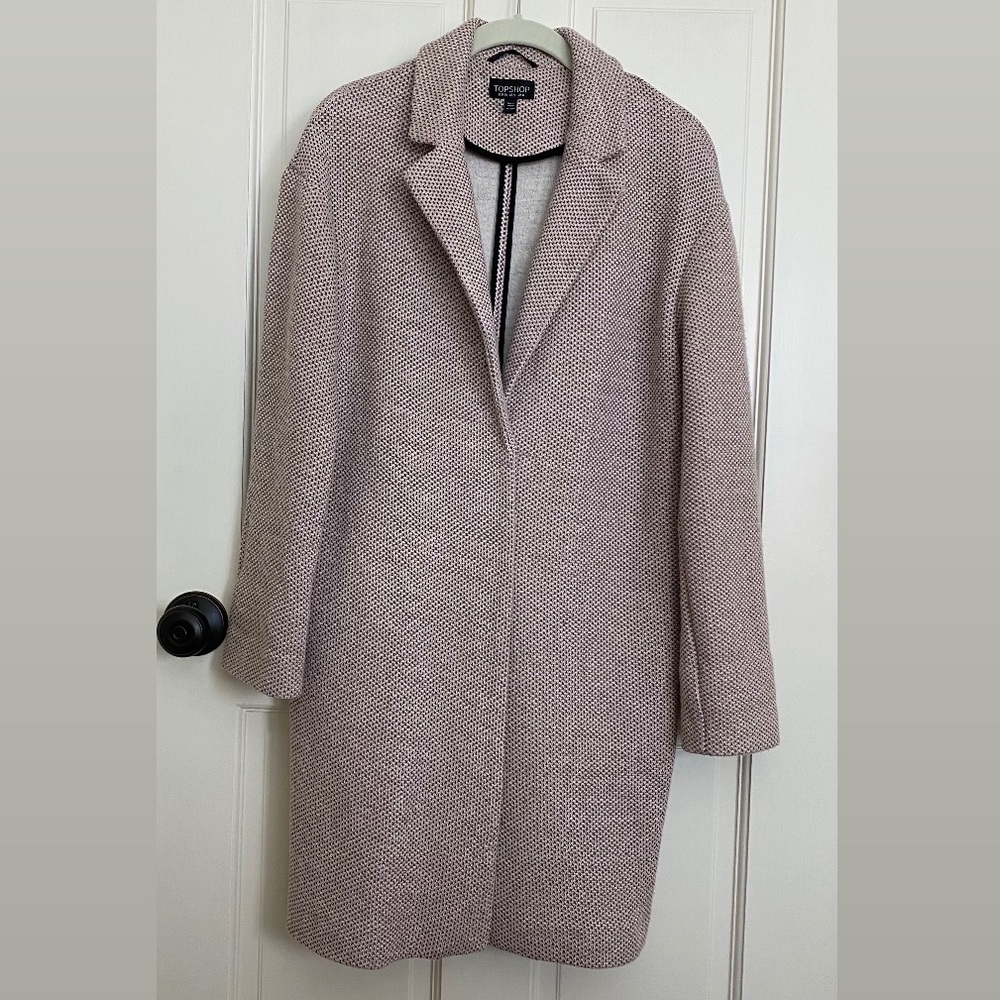 Topshop | Textured Knit Coat in Nude • 4 US - Picture 2 of 16